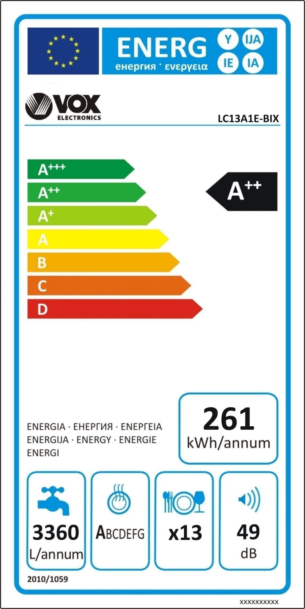 VOX LC 13A1E BIXE Mašina za pranje sudova - Slika 2