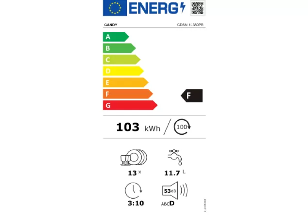 Candy CDSN 1L380PB Ugradna mašina za pranje sudova - Slika 2