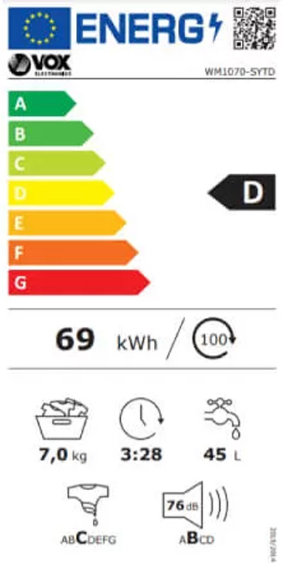 VOX WM 1070 SYTD Veš Mašina - Slika 2